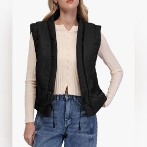 Locachy Womens Ribbon Tie Open Front warm weather Puffer Vest, new with tags